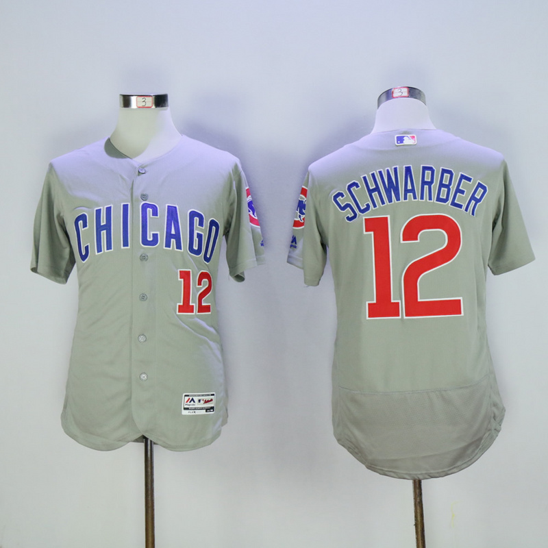 Men Chicago Cubs #12 Schwarber Grey MLB Jerseys->chicago cubs->MLB Jersey